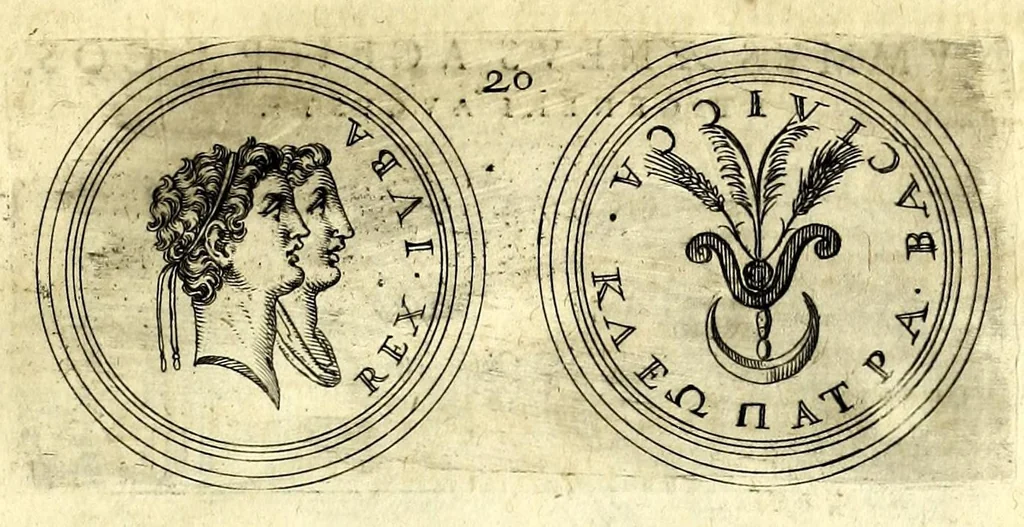 An illustration from De vitis imperatorum et caesarum romanorum : tam occidentalium quam orientalium, nec non vxorum et liberorum eorum, item tyrannorum omnium ... : inde à C. Julio Caesare, primo monarcha, vsque ad D.N. Imperatorem Caesarem Matthiam : vnà cum eorum effigiebus & symbolis ..., 1615, leaf 29