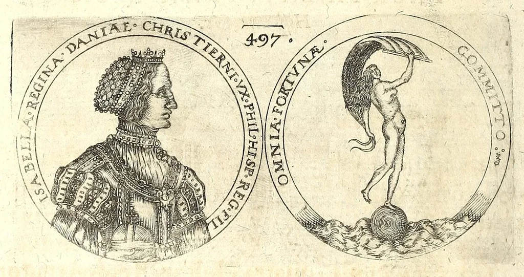 An illustration from De vitis imperatorum et caesarum romanorum : tam occidentalium quam orientalium, nec non vxorum et liberorum eorum, item tyrannorum omnium ... : inde à C. Julio Caesare, primo monarcha, vsque ad D.N. Imperatorem Caesarem Matthiam : vnà cum eorum effigiebus & symbolis ..., 1615, leaf 500