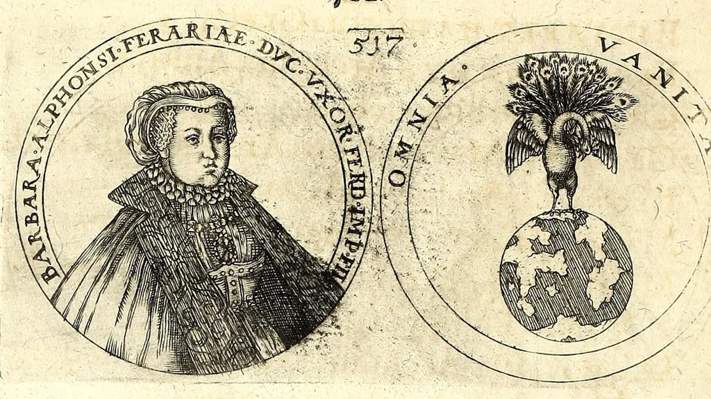 An illustration from De vitis imperatorum et caesarum romanorum : tam occidentalium quam orientalium, nec non vxorum et liberorum eorum, item tyrannorum omnium ... : inde à C. Julio Caesare, primo monarcha, vsque ad D.N. Imperatorem Caesarem Matthiam : vnà cum eorum effigiebus & symbolis ..., 1615, leaf 518