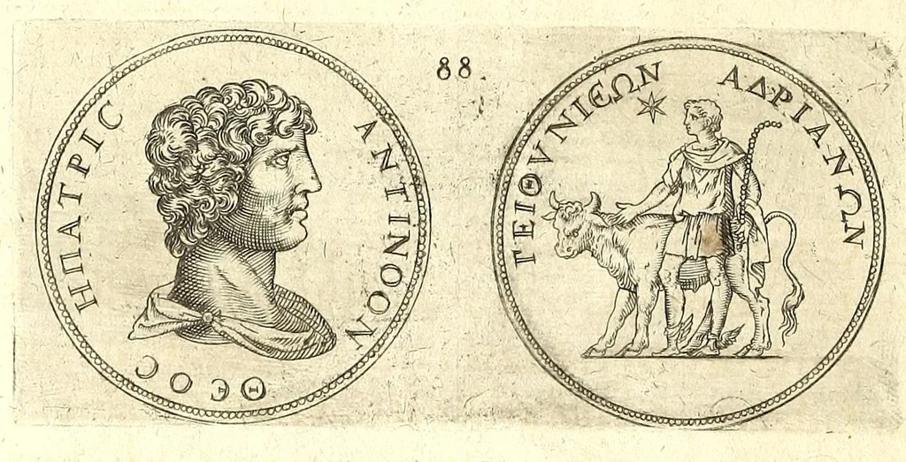 An illustration from De vitis imperatorum et caesarum romanorum : tam occidentalium quam orientalium, nec non vxorum et liberorum eorum, item tyrannorum omnium ... : inde à C. Julio Caesare, primo monarcha, vsque ad D.N. Imperatorem Caesarem Matthiam : vnà cum eorum effigiebus & symbolis ..., 1615, leaf 76