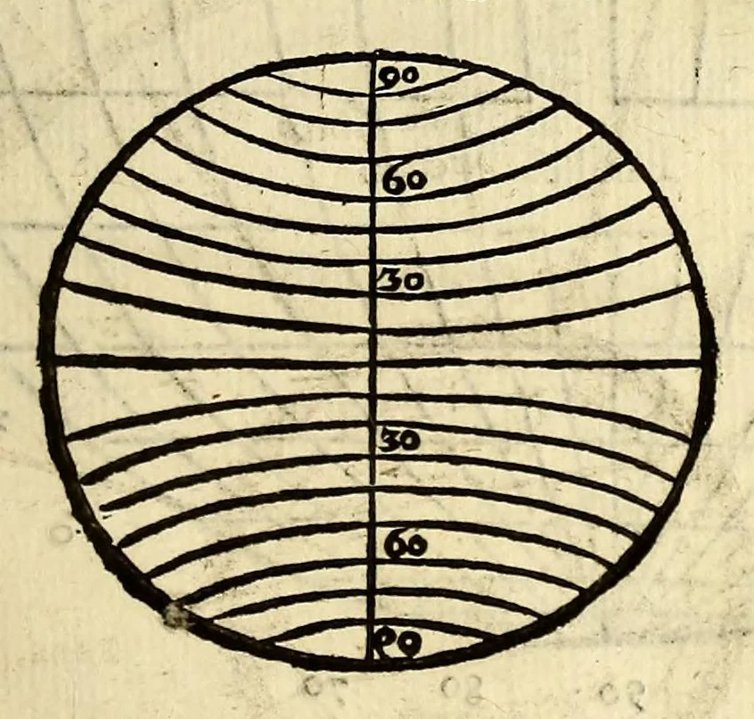 An illustration from De vniuersitate liber, : in quo astronomiæ doctrin[a]eúe coelestis compendium terrae aptatum, & secundum coelestis influxus ordinem praecipuaruḿque originum rationem totus orbis terrae quatenus innotuit, cum regnorum temporibus exponitur. Sed ante omneis alias orbis parteis Terra Sancta summo, hoc est amplissimo co[m]pendio describitur. cui Gallia ob primarium orbis nomen & ius substituitur, eo quòd ambae toti orbi legem sunt daturae., 1552, leaf 121