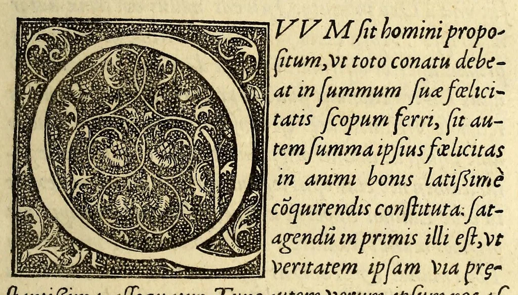 An illustration from De vniuersitate liber, : in quo astronomiæ doctrin[a]eúe coelestis compendium terrae aptatum, & secundum coelestis influxus ordinem praecipuaruḿque originum rationem totus orbis terrae quatenus innotuit, cum regnorum temporibus exponitur. Sed ante omneis alias orbis parteis Terra Sancta summo, hoc est amplissimo co[m]pendio describitur. cui Gallia ob primarium orbis nomen & ius substituitur, eo quòd ambae toti orbi legem sunt daturae., 1552, leaf 9