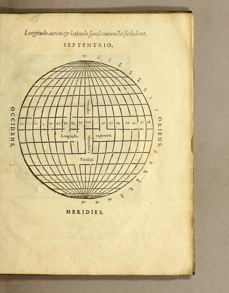 An illustration from De vniuersitate liber, : in quo astronomiae doctrinaeúe coelestis compe[n]dium terrae aptatum, & secundum coelestis influxus ordinem pr[a]ecipuarúmq[ue] originum ratione[m] totus orbis terrae quatenus innotuit, cum regnoru[m] temporibus exponitur. Sed ante omneis alias orbis parteis Terra Sancta summo, hoc est, amplissimo compendio describitur. cui Gallia ob primarium orbis nomen & ius substituitur, eo quòd ambae toti orbi legem sunt daturae., 1563, leaf 129