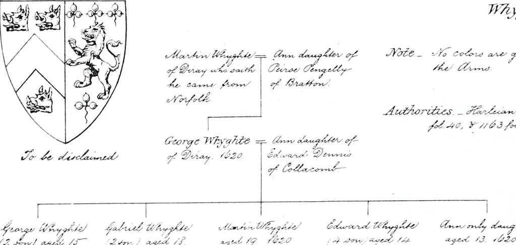An illustration from Devonshire pedigrees : recorded in the herald's visitation of 1620, with additions from the Harleian manuscripts, and the printed collections of Westcote and Pole, 1859, leaf 39
