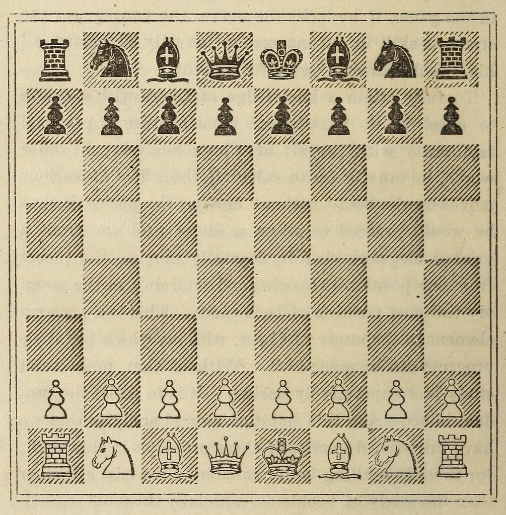 An illustration from De Witt's American chess manual. Containing full instructions for young players, 1880, leaf 20