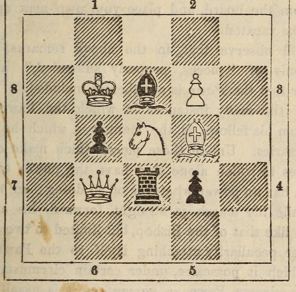 An illustration from De Witt's American chess manual. Containing full instructions for young players, 1880, leaf 27