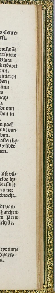 An illustration from De wonderlijcke ende warachtighe historie vant coninckrijck van Peru, : geleghen in Indien, inde welcke verhaelt wordt de gheleghentheydt, costuymen, manieren van leuen, oueruloedicheyt des goudts eñ siluers, ende voort alle de sonderlingste dinghen vanden seluen lande, insghelijckx vanden steden, plaetsen, ende inwoonders desselfs conincrijckx, daer beneuen hoet gheuonden ende eerst by de Keyserlijcke Maiest. hoochloflijcker memorien gheconquesteert ende vercreghen is, met alle de oorlogen eñ strijden die ghebeurt zijn, soo teghens d'Indianen als oock onder den Spaengaerts om tgouuernement deen teghens den anderen. Verciert met veel schoone figuren, 1563, leaf 415