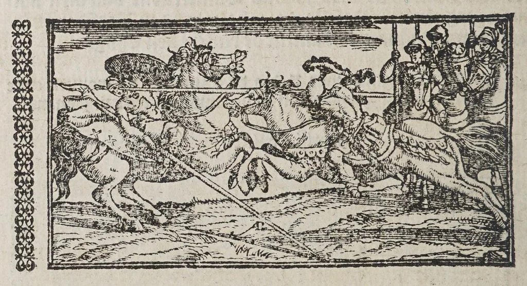 An illustration from De wonderlijcke ende warachtighe historie vant coninckrijck van Peru, : geleghen in Indien, inde welcke verhaelt wordt de gheleghentheydt, costuymen, manieren van leuen, oueruloedicheyt des goudts eñ siluers, ende voort alle de sonderlingste dinghen vanden seluen lande, insghelijckx vanden steden, plaetsen, ende inwoonders desselfs conincrijckx, daer beneuen hoet gheuonden ende eerst by de Keyserlijcke Maiest. hoochloflijcker memorien gheconquesteert ende vercreghen is, met alle de oorlogen eñ strijden die ghebeurt zijn, soo teghens d'Indianen als oock onder den Spaengaerts om tgouuernement deen teghens den anderen. Verciert met veel schoone figuren, 1563, leaf 424