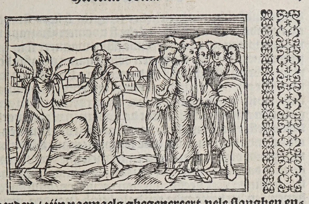 An illustration from De wonderlijcke ende warachtighe historie vant coninckrijck van Peru, : geleghen in Indien, inde welcke verhaelt wordt de gheleghentheydt, costuymen, manieren van leuen, oueruloedicheyt des goudts eñ siluers, ende voort alle de sonderlingste dinghen vanden seluen lande, insghelijckx vanden steden, plaetsen, ende inwoonders desselfs conincrijckx, daer beneuen hoet gheuonden ende eerst by de Keyserlijcke Maiest. hoochloflijcker memorien gheconquesteert ende vercreghen is, met alle de oorlogen eñ strijden die ghebeurt zijn, soo teghens d'Indianen als oock onder den Spaengaerts om tgouuernement deen teghens den anderen. Verciert met veel schoone figuren, 1563, leaf 45
