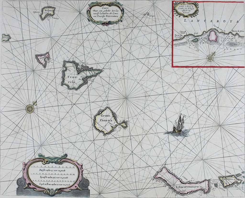 An illustration from De zee-atlas ofte water-wereld : waer in vertoont werden alle de zee-kusten van het bekende des aerd-bodems : seer dienstigh voor alle heeren en kooplieden, als oock voor alle schippers en stuurlieden, 1672, leaf 108