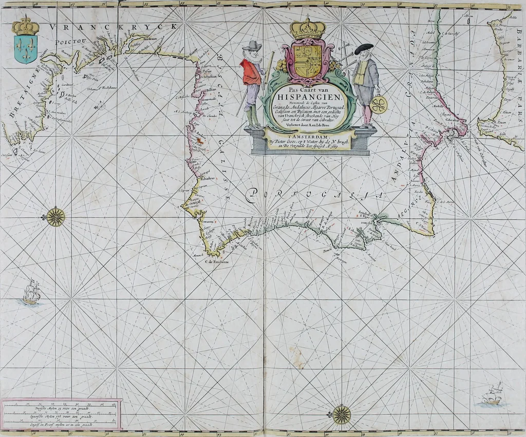 An illustration from De zee-atlas ofte water-wereld : waer in vertoont werden alle de zee-kusten van het bekende des aerd-bodems : seer dienstigh voor alle heeren en kooplieden, als oock voor alle schippers en stuurlieden, 1672, leaf 88