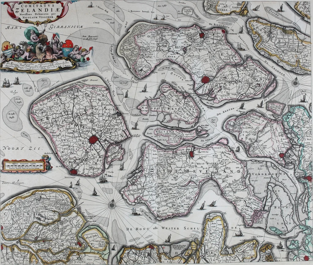 An illustration from De zee-atlas of Water-waerelt, vertoonende alle de zee-kusten van het bekende des aerd-bodems, met een generale beschrijvinge van dien : seer dienstigh voor schippers en stuurlieden, mitsgaders koop-lieden om op 't kantoor gebruyckt te worden : Nieuwelijcks aldus uytgegeven, 1665, leaf 100