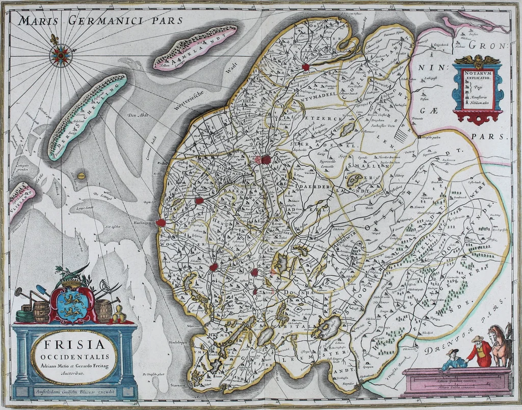 An illustration from De zee-atlas of Water-waerelt, vertoonende alle de zee-kusten van het bekende des aerd-bodems, met een generale beschrijvinge van dien : seer dienstigh voor schippers en stuurlieden, mitsgaders koop-lieden om op 't kantoor gebruyckt te worden : Nieuwelijcks aldus uytgegeven, 1665, leaf 104