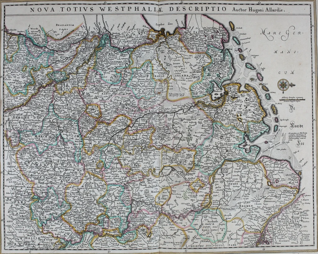 An illustration from De zee-atlas of Water-waerelt, vertoonende alle de zee-kusten van het bekende des aerd-bodems, met een generale beschrijvinge van dien : seer dienstigh voor schippers en stuurlieden, mitsgaders koop-lieden om op 't kantoor gebruyckt te worden : Nieuwelijcks aldus uytgegeven, 1665, leaf 112