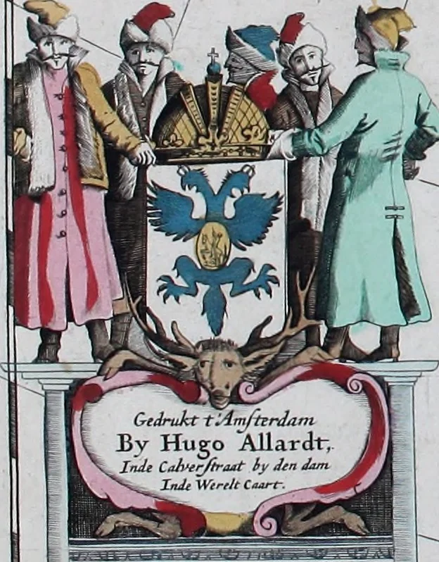 An illustration from De zee-atlas of Water-waerelt, vertoonende alle de zee-kusten van het bekende des aerd-bodems, met een generale beschrijvinge van dien : seer dienstigh voor schippers en stuurlieden, mitsgaders koop-lieden om op 't kantoor gebruyckt te worden : Nieuwelijcks aldus uytgegeven, 1665, leaf 118