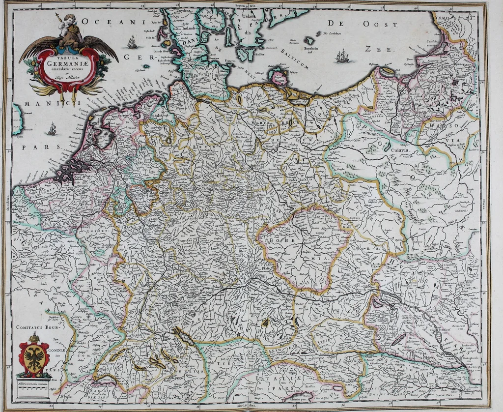 An illustration from De zee-atlas of Water-waerelt, vertoonende alle de zee-kusten van het bekende des aerd-bodems, met een generale beschrijvinge van dien : seer dienstigh voor schippers en stuurlieden, mitsgaders koop-lieden om op 't kantoor gebruyckt te worden : Nieuwelijcks aldus uytgegeven, 1665, leaf 120