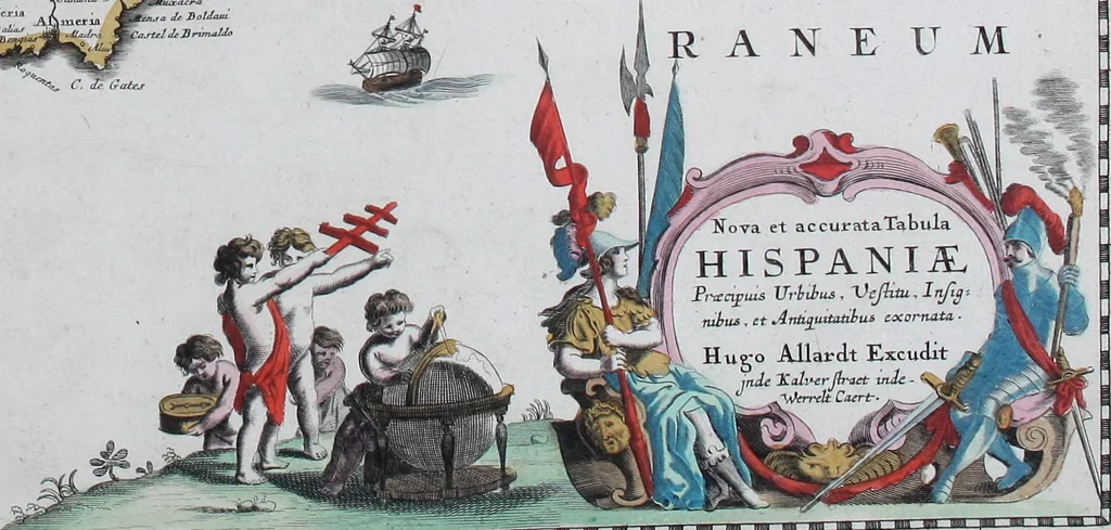 An illustration from De zee-atlas of Water-waerelt, vertoonende alle de zee-kusten van het bekende des aerd-bodems, met een generale beschrijvinge van dien : seer dienstigh voor schippers en stuurlieden, mitsgaders koop-lieden om op 't kantoor gebruyckt te worden : Nieuwelijcks aldus uytgegeven, 1665, leaf 124