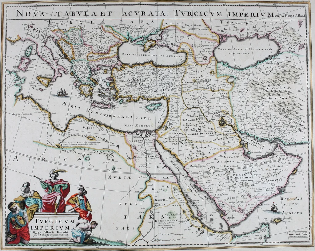 An illustration from De zee-atlas of Water-waerelt, vertoonende alle de zee-kusten van het bekende des aerd-bodems, met een generale beschrijvinge van dien : seer dienstigh voor schippers en stuurlieden, mitsgaders koop-lieden om op 't kantoor gebruyckt te worden : Nieuwelijcks aldus uytgegeven, 1665, leaf 130