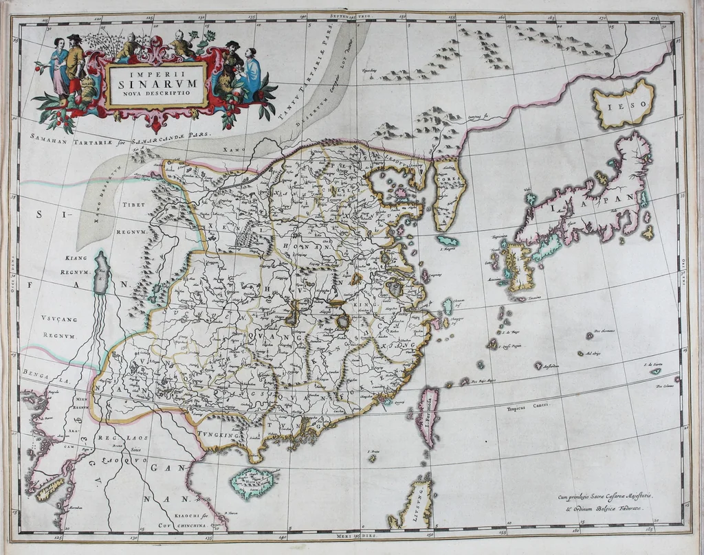 An illustration from De zee-atlas of Water-waerelt, vertoonende alle de zee-kusten van het bekende des aerd-bodems, met een generale beschrijvinge van dien : seer dienstigh voor schippers en stuurlieden, mitsgaders koop-lieden om op 't kantoor gebruyckt te worden : Nieuwelijcks aldus uytgegeven, 1665, leaf 138