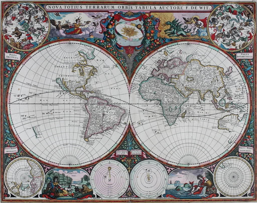 An illustration from De zee-atlas of Water-waerelt, vertoonende alle de zee-kusten van het bekende des aerd-bodems, met een generale beschrijvinge van dien : seer dienstigh voor schippers en stuurlieden, mitsgaders koop-lieden om op 't kantoor gebruyckt te worden : Nieuwelijcks aldus uytgegeven, 1665, leaf 22