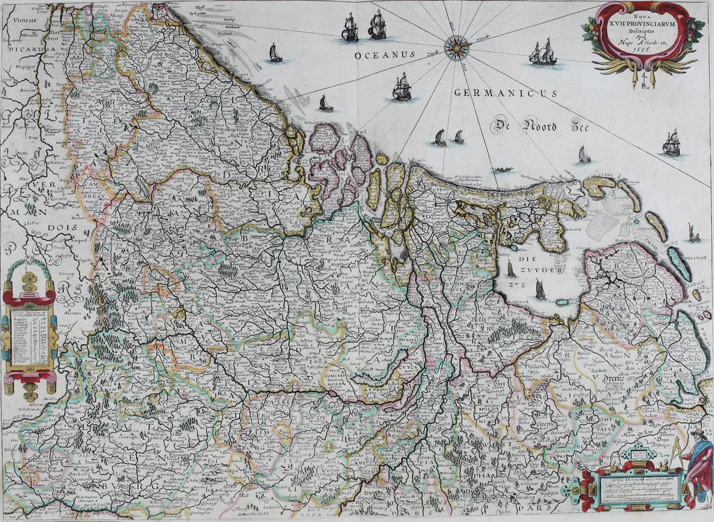 An illustration from De zee-atlas of Water-waerelt, vertoonende alle de zee-kusten van het bekende des aerd-bodems, met een generale beschrijvinge van dien : seer dienstigh voor schippers en stuurlieden, mitsgaders koop-lieden om op 't kantoor gebruyckt te worden : Nieuwelijcks aldus uytgegeven, 1665, leaf 94