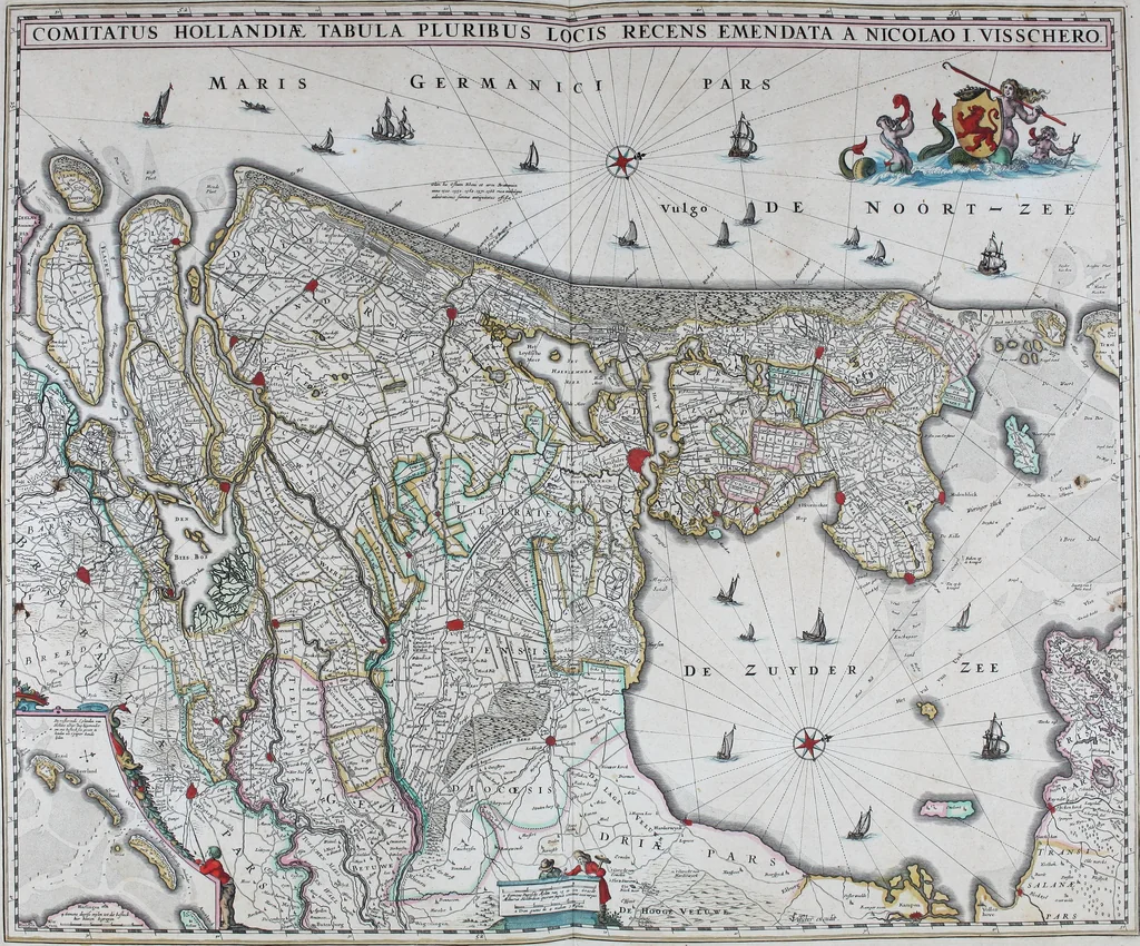 An illustration from De zee-atlas of Water-waerelt, vertoonende alle de zee-kusten van het bekende des aerd-bodems, met een generale beschrijvinge van dien : seer dienstigh voor schippers en stuurlieden, mitsgaders koop-lieden om op 't kantoor gebruyckt te worden : Nieuwelijcks aldus uytgegeven, 1665, leaf 98