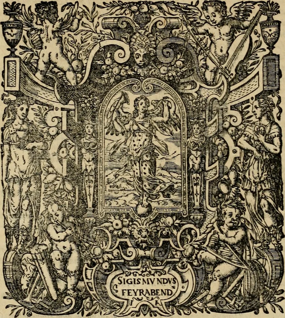 An illustration from D. Fernandi Vasqvii Menchacensis Pinciani ... Controversiarvm illvstrivm aliarvmqve vsv frequentivm libri tres : nvnc denvo longe qvam antea emendatius ac elegantius editi, iureconsultis omnibus summo vsui futuri, 1572, leaf 625