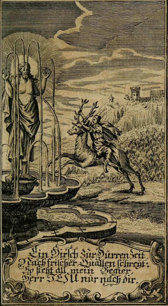 An illustration from D. Heinrich Müllers Thränen- und Trost-Quelle : bey Erklärung der Geschichte, von der grossen Sünderin ... anietzo aufs neue bey jeder Betrachtung mit Vorbereitungs- Busz- und Beicht-Gebeten versehen : samt einer Anweisung zur Sing- und Bibel-Andacht, ... und einer Vorrede Hn. D. Michael Reinhard, mit Kupffer-Stichen gezieret, 1724, leaf 204