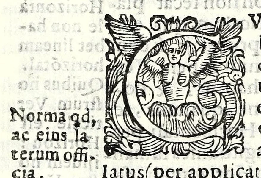 An illustration from D. Hippolyti Salodii Arimenen. abbatis Olivetani, Tabulae gnomonicae, nunc denuo castigatae & auctae : vnà cum earum dilucidatione, constructione, ac vsu : quibus iucunda operatione ac mira facilitate, ope solum alicuius normae, in aequas partes diuisae; omnigena sciotherica, horologia in planis, tùm horizontalibus tùm verticalibus : ad omnem poli eleuationem describi possunt : quod & solo canone vel solo circino, multifariè comparari posse demonstratur, 1626, leaf 28