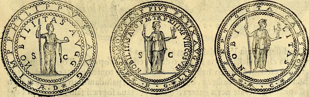 An illustration from Dialoghi di d. Antonio Agostini arcivescovo de Tarracona; sopra le medaglie, iscrizioni, e altre antichita:, 1698, leaf 104