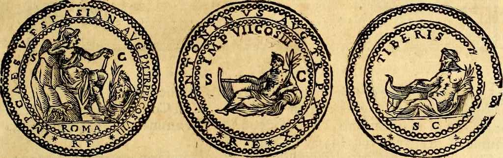 An illustration from Dialoghi di d. Antonio Agostini arcivescovo de Tarracona; sopra le medaglie, iscrizioni, e altre antichita:, 1698, leaf 128