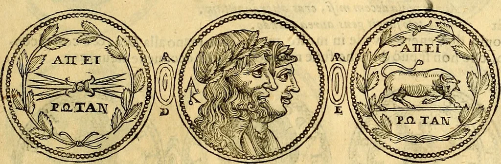 An illustration from Dialoghi di d. Antonio Agostini arcivescovo de Tarracona; sopra le medaglie, iscrizioni, e altre antichita:, 1698, leaf 190