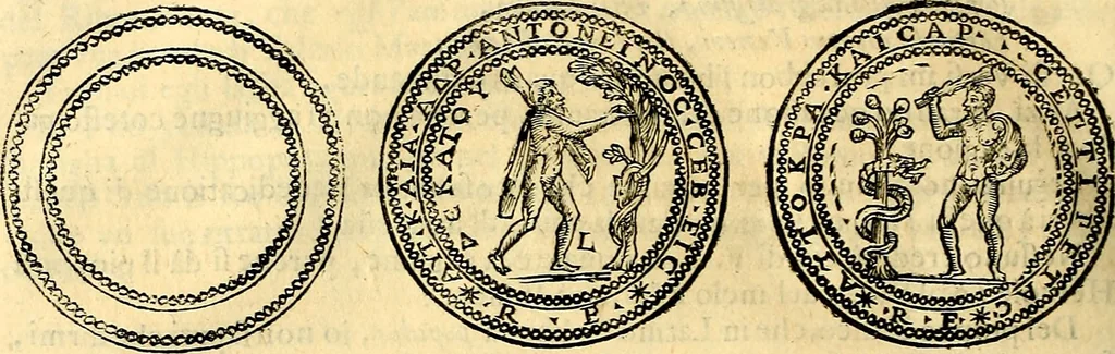 An illustration from Dialoghi di d. Antonio Agostini arcivescovo de Tarracona; sopra le medaglie, iscrizioni, e altre antichita:, 1698, leaf 191