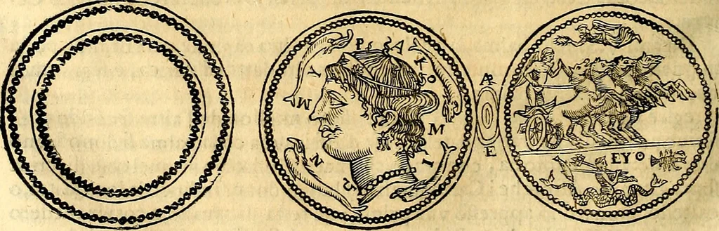 An illustration from Dialoghi di d. Antonio Agostini arcivescovo de Tarracona; sopra le medaglie, iscrizioni, e altre antichita:, 1698, leaf 213