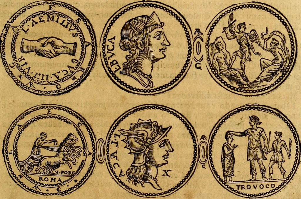 An illustration from Dialoghi di d. Antonio Agostini arcivescovo de Tarracona; sopra le medaglie, iscrizioni, e altre antichita:, 1698, leaf 222