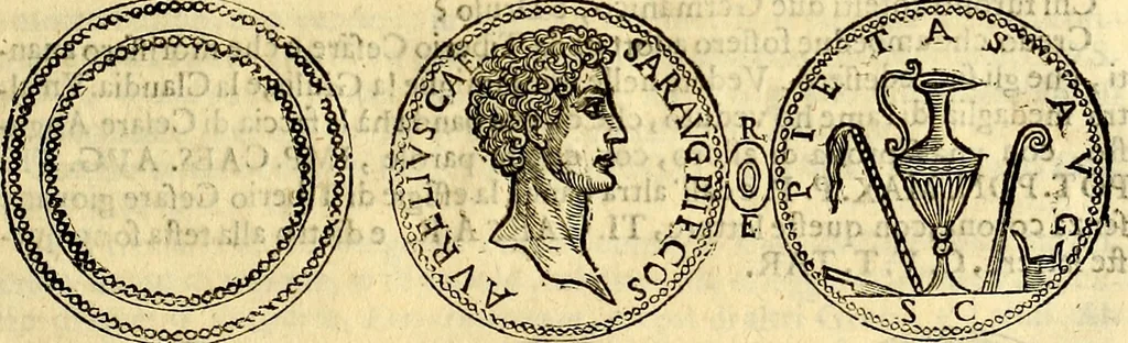 An illustration from Dialoghi di d. Antonio Agostini arcivescovo de Tarracona; sopra le medaglie, iscrizioni, e altre antichita:, 1698, leaf 230