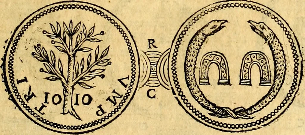 An illustration from Dialoghi di d. Antonio Agostini arcivescovo de Tarracona; sopra le medaglie, iscrizioni, e altre antichita:, 1698, leaf 28