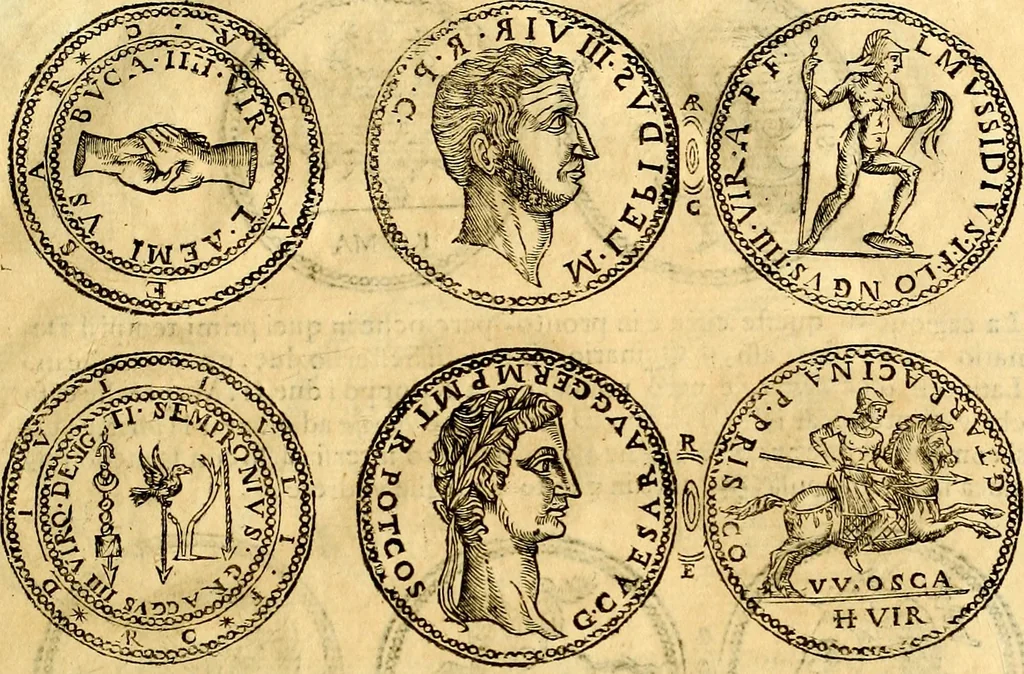 An illustration from Dialoghi di d. Antonio Agostini arcivescovo de Tarracona; sopra le medaglie, iscrizioni, e altre antichita:, 1698, leaf 32