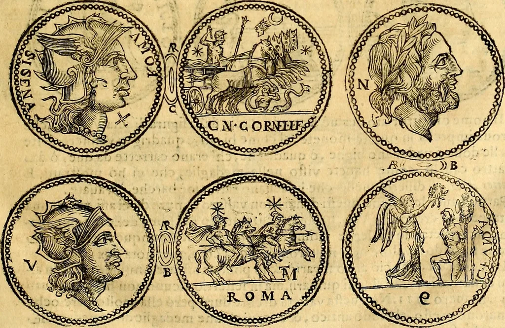 An illustration from Dialoghi di d. Antonio Agostini arcivescovo de Tarracona; sopra le medaglie, iscrizioni, e altre antichita:, 1698, leaf 32