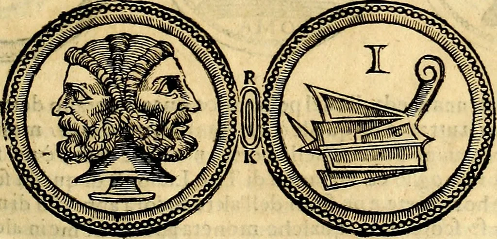 An illustration from Dialoghi di d. Antonio Agostini arcivescovo de Tarracona; sopra le medaglie, iscrizioni, e altre antichita:, 1698, leaf 34