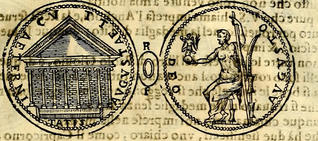An illustration from Dialoghi di d. Antonio Agostini arcivescovo de Tarracona; sopra le medaglie, iscrizioni, e altre antichita:, 1698, leaf 50