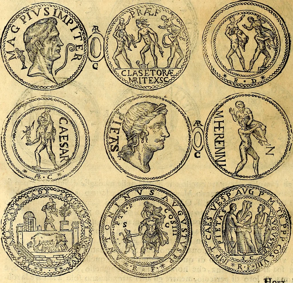 An illustration from Dialoghi di d. Antonio Agostini arcivescovo de Tarracona; sopra le medaglie, iscrizioni, e altre antichita:, 1698, leaf 59