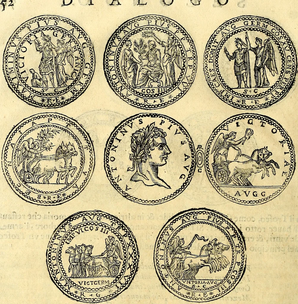 An illustration from Dialoghi di d. Antonio Agostini arcivescovo de Tarracona; sopra le medaglie, iscrizioni, e altre antichita:, 1698, leaf 77