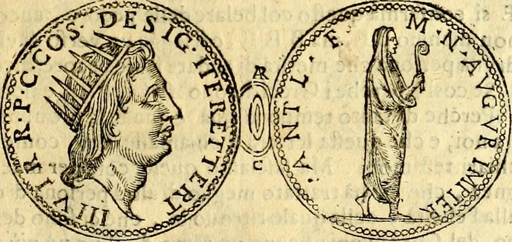 An illustration from Dialoghi di d. Antonio Agostini arcivescovo de Tarracona; sopra le medaglie, iscrizioni, e altre antichita:, 1698, leaf 84