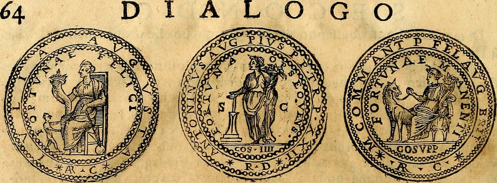An illustration from Dialoghi di d. Antonio Agostini arcivescovo de Tarracona; sopra le medaglie, iscrizioni, e altre antichita:, 1698, leaf 89