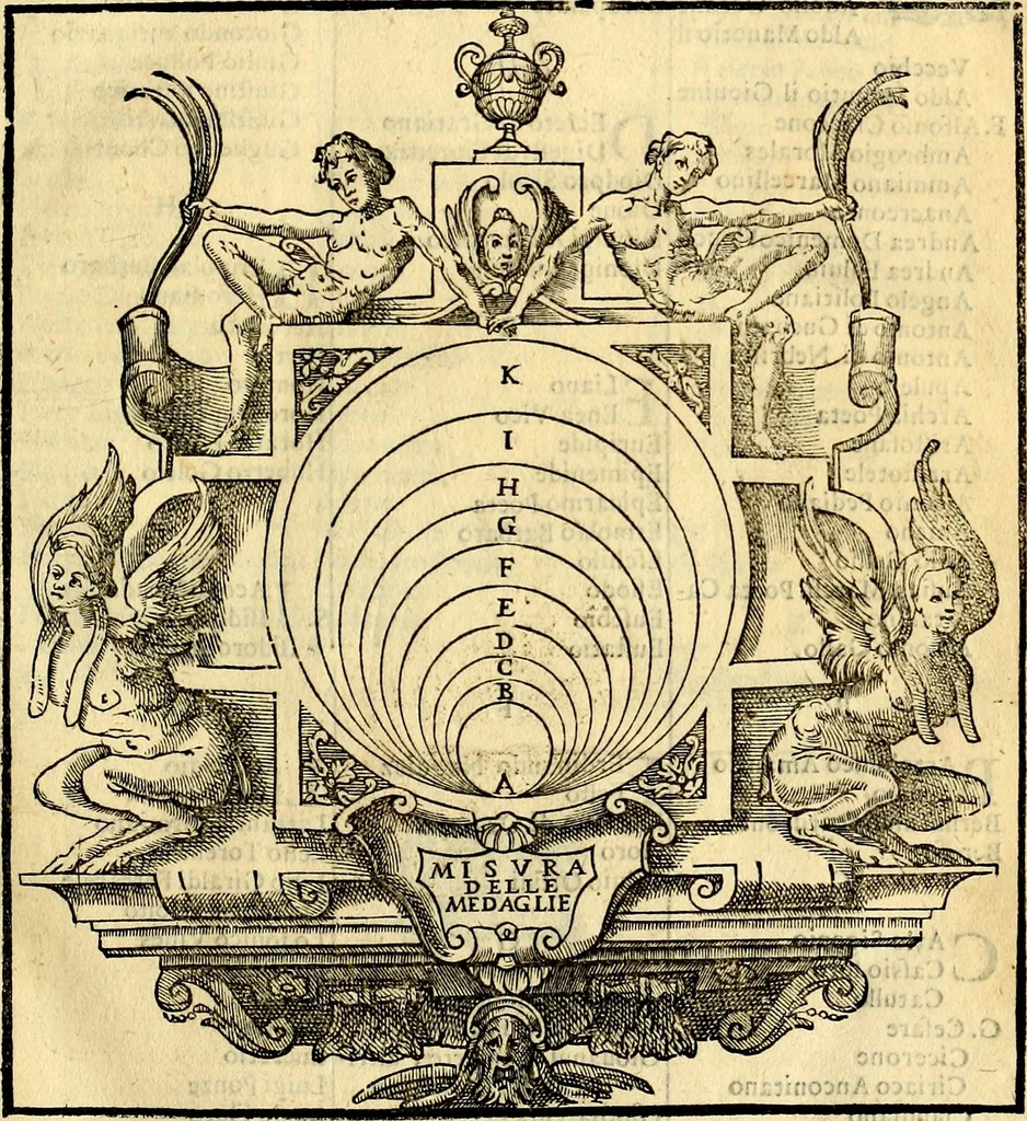 An illustration from Dialoghi di don Antonio Agostini archivescovo di Taracona, intorno alle medaglie, inscrittioni, & altre antichità, 1625, leaf 10