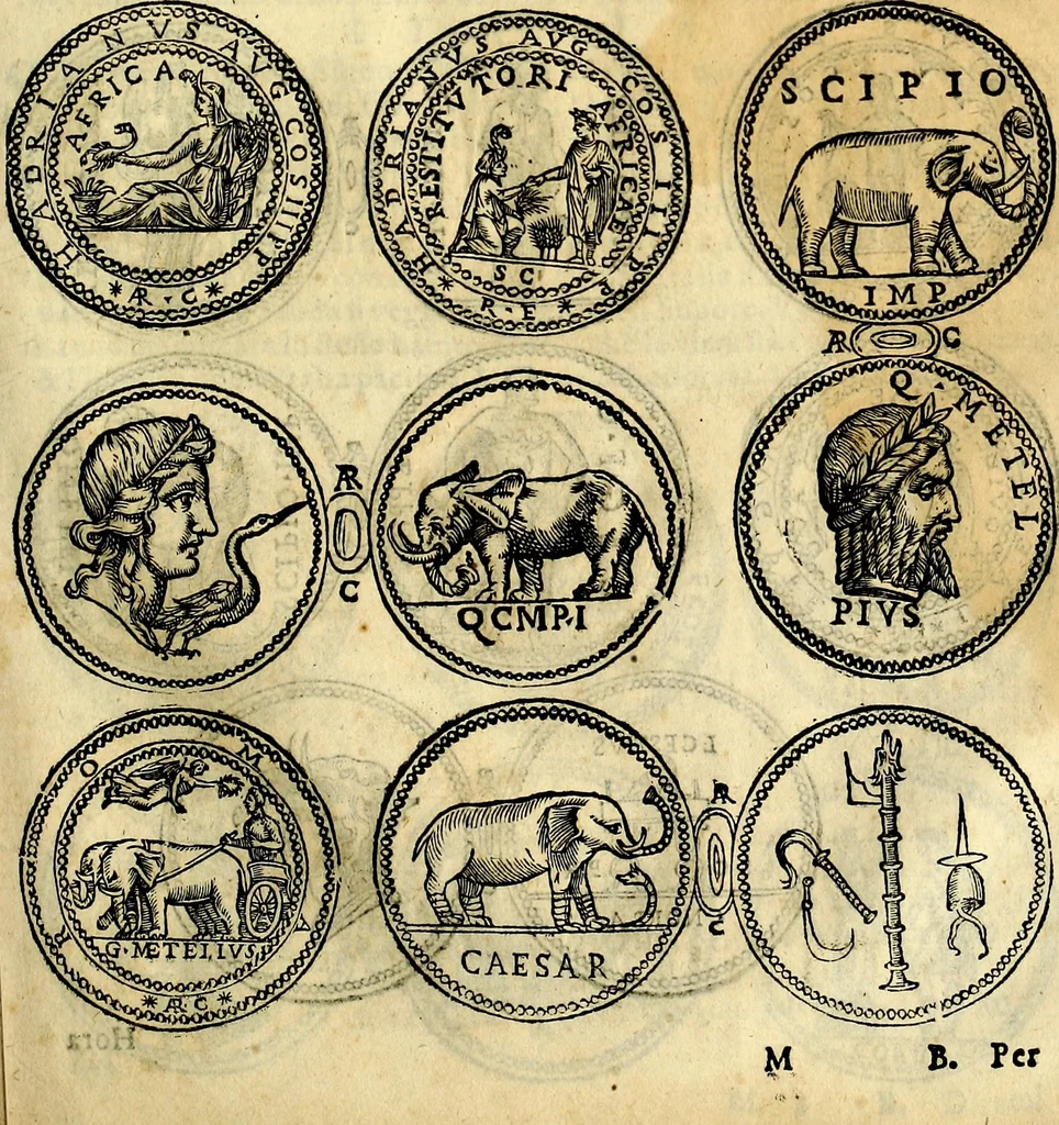 An illustration from Dialoghi di don Antonio Agostini archivescovo di Taracona, intorno alle medaglie, inscrittioni, & altre antichità, 1625, leaf 104