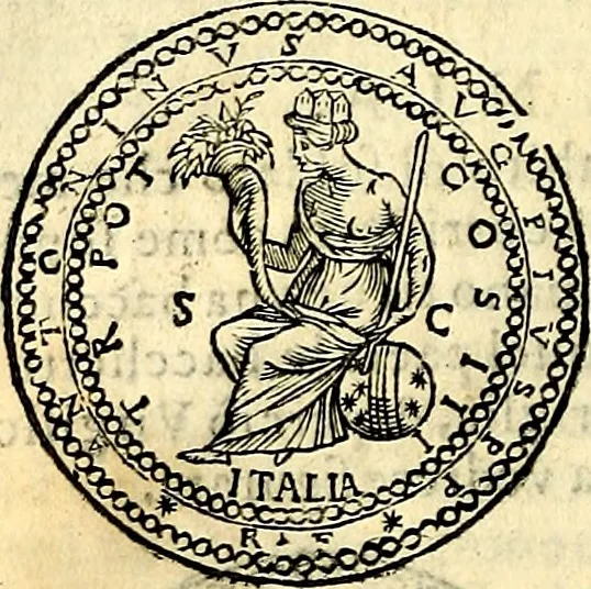 An illustration from Dialoghi di don Antonio Agostini archivescovo di Taracona, intorno alle medaglie, inscrittioni, & altre antichità, 1625, leaf 107