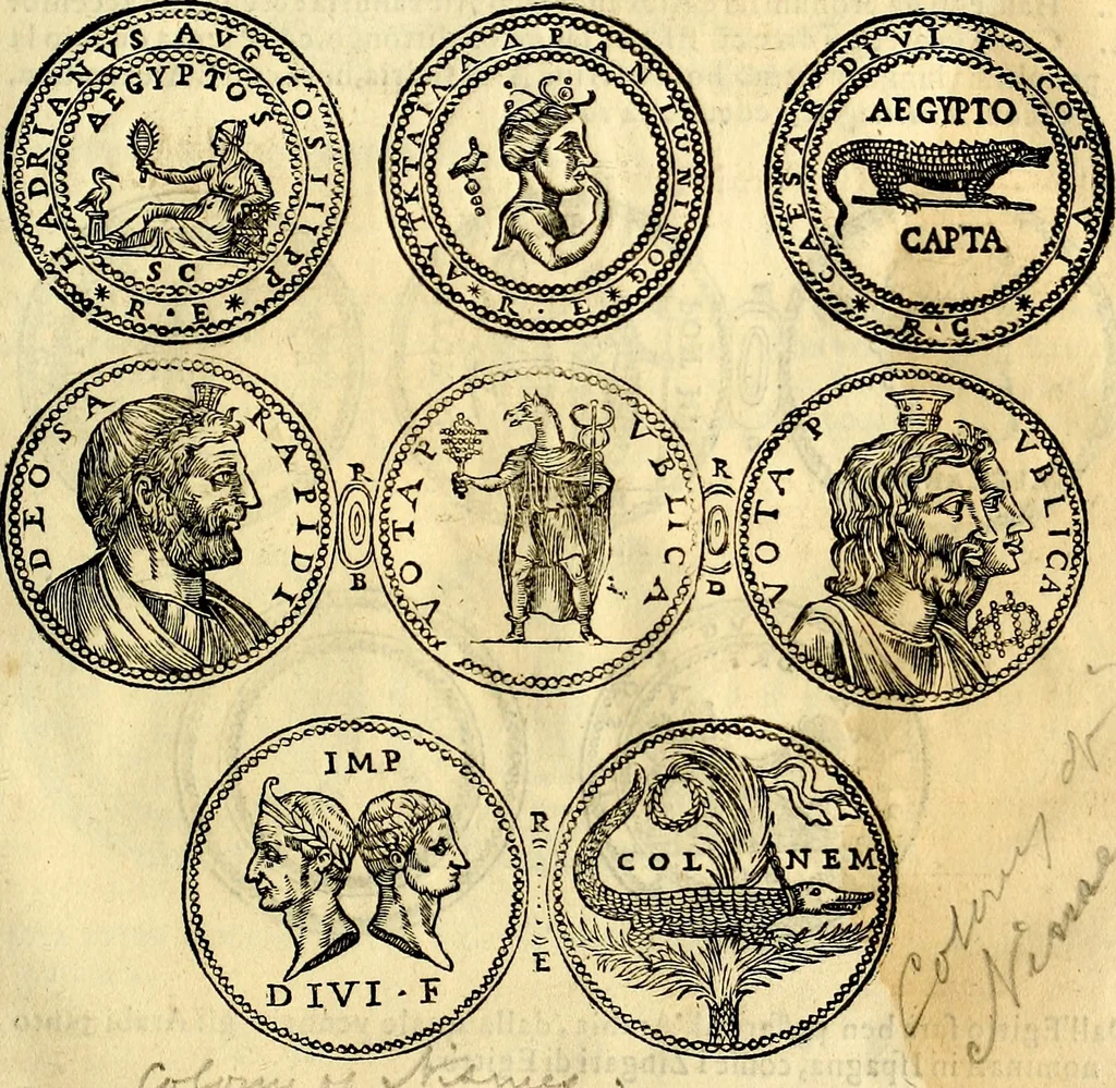 An illustration from Dialoghi di don Antonio Agostini archivescovo di Taracona, intorno alle medaglie, inscrittioni, & altre antichità, 1625, leaf 114