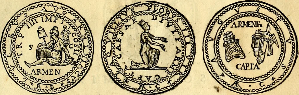 An illustration from Dialoghi di don Antonio Agostini archivescovo di Taracona, intorno alle medaglie, inscrittioni, & altre antichità, 1625, leaf 116